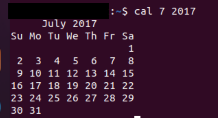 Virtualbox上のubuntuターミナル Linux でカレンダーを表示するコマンド 調べログ